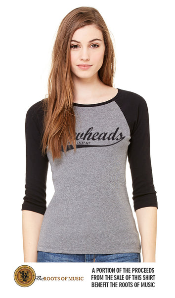 Womens Raglan Heather Black/Heather Grey